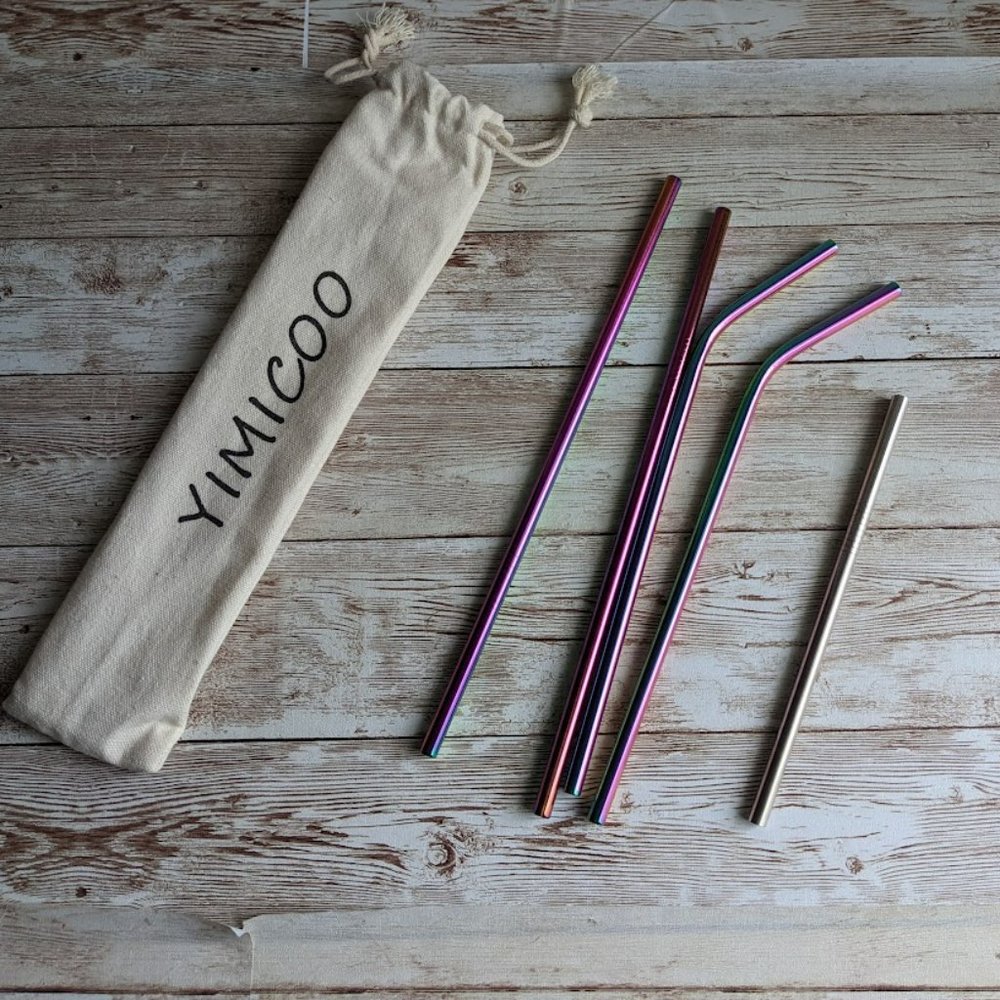 🦖4 for $20 Metallic Holographic Stainless Steel Straws